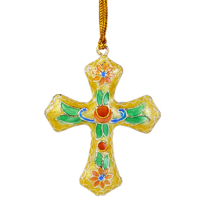 Kreuz Anhänger Weihnachtsschmuck Deko Cloisonne Emaille 5388